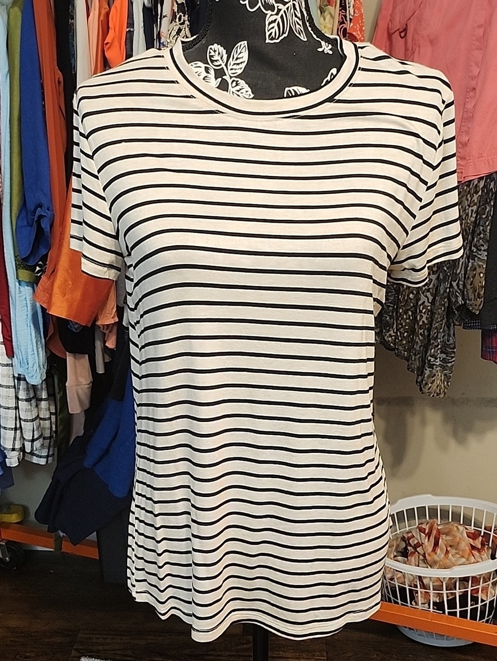 Maurices Black and White Striped Short Sleeve Tee